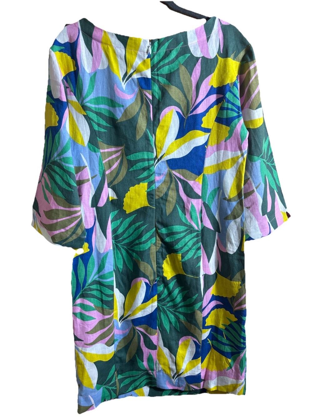 Tropical Print Shift Dress - Green Floral